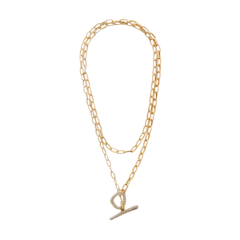 Mint Velvet Gold Tone Pave Layered Necklace